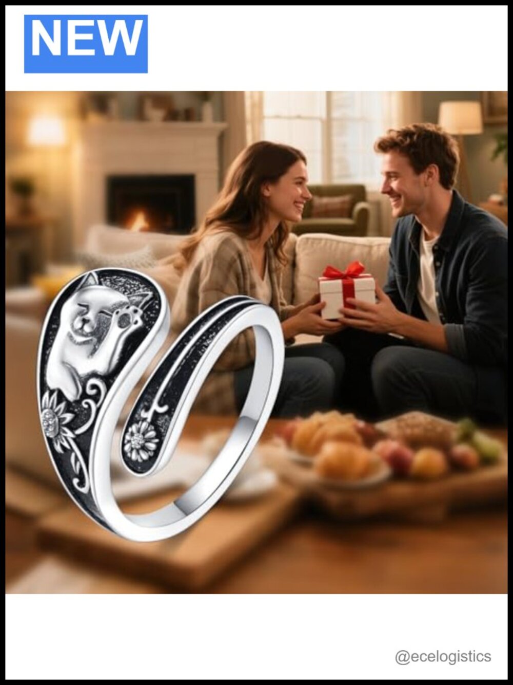 Adjustable Cat Octopus Spoon Rings 925 Sterling Silver Statement Rings - Picture 5 of 5